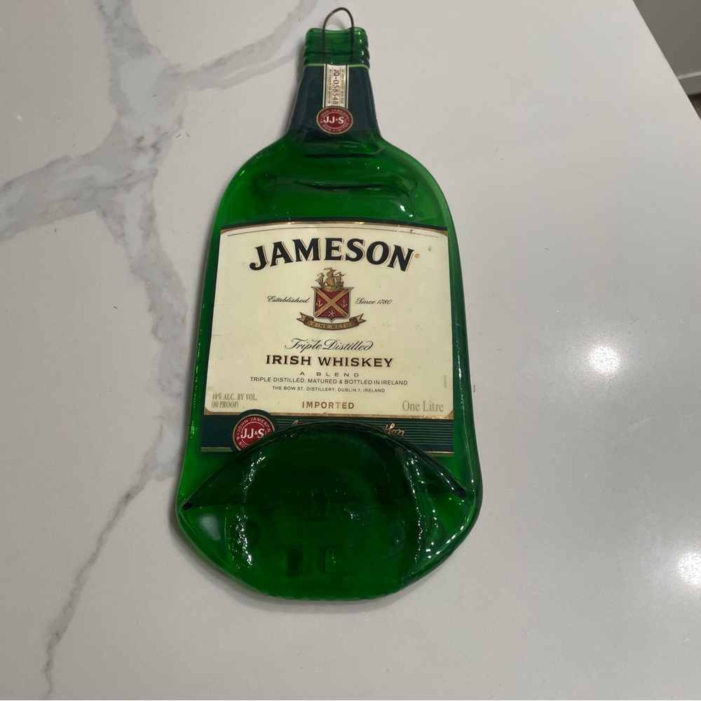 Jameson Bottle Flattened for Hanging.